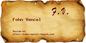 Fohn Vencel névjegykártya